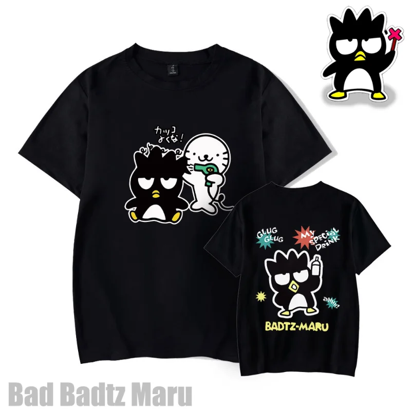 Sanrio Kawaii Bad Badtz Maru T-shirt Girl Cartoon Sweet Cute Print Short Sleeve T-shirt Student Ins Casual Loose Couple Top Gift