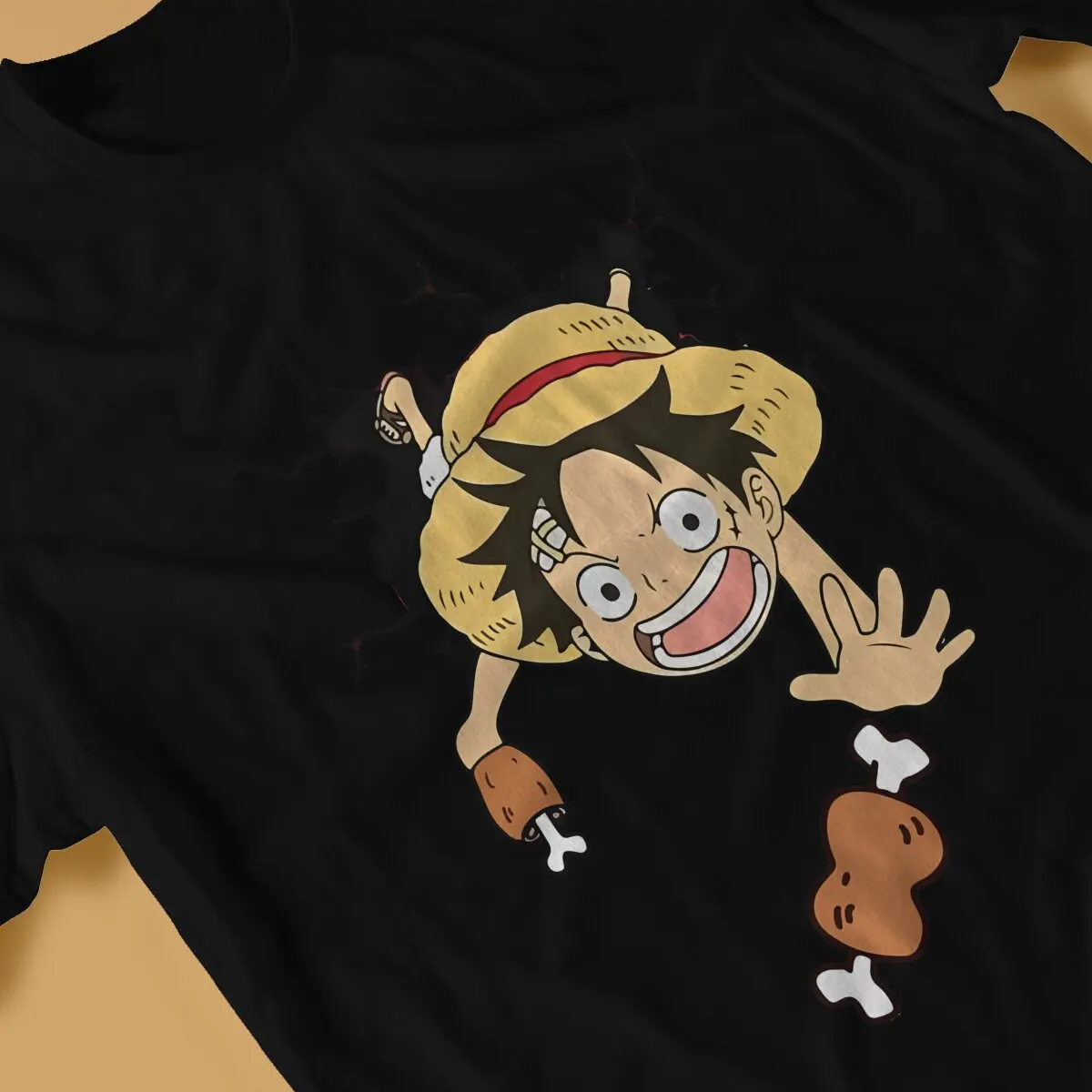 One-Pieces Anime Luffy Kid Meat Catching T Shirt Punk Men Tees Summer Clothing Polyester O-Neck TShirt