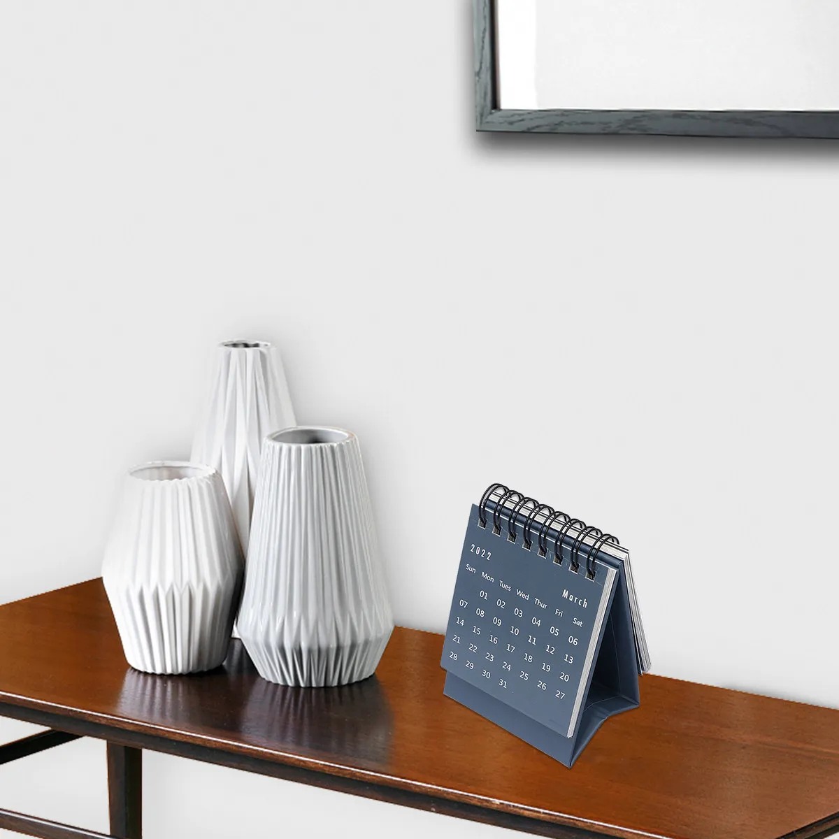 

Mini 2021 Desk Calendar Grey Foldable Coil Paper Calendar Office School Desk Decoration Memo Compact Portable Desktop Memos