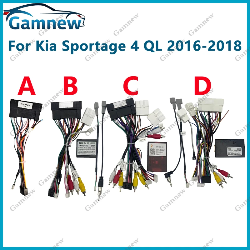 Arnés de Cableado para Radio Android de 16 Pines para Kia Sportage 4 QL 2016-2018, Cable de Alimentación Multimedia para Vehículo, Conectores
