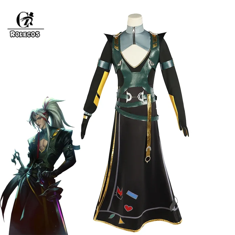 ROLECOS-LOL HEARTSTEEL Yone Traje de Cosplay Masculino Fantasia para Adulto, Uniforme de Jogo Masculino, Conjunto Completo de Halloween