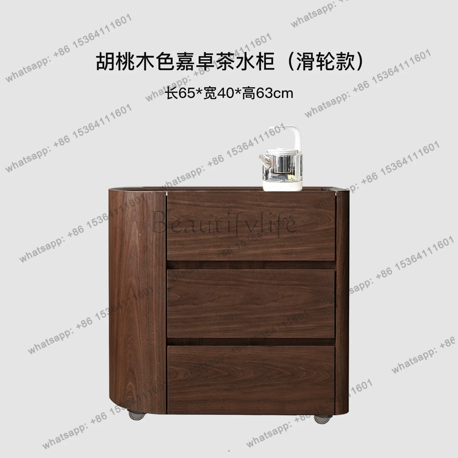 solid wood premium light luxury balcony household sofa side cabinet small tea table tea cart