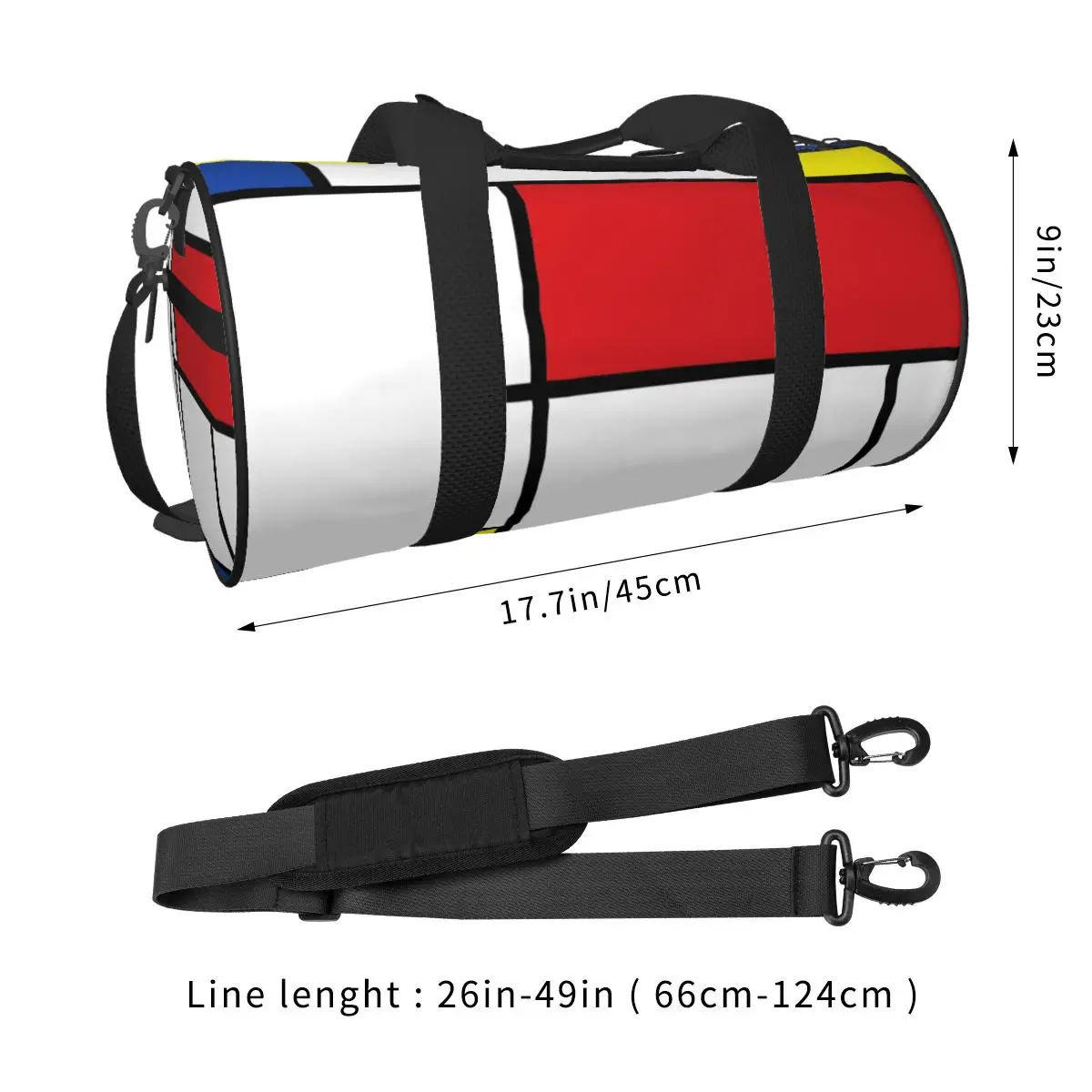 Mondrian Minimalist Large Duffle Gym Bag Multi-Functional Duffle Travel Bags Handbags Fitness bag