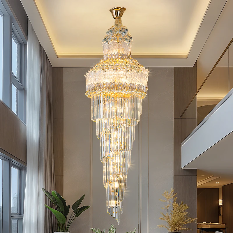 ثريا كريستال فاخرة لغرفة المعيشة Staicase اللوبي فيلا المتطورة القاعة الكبرى الضوء الرئيسي النمط الإيطالي الفاخر