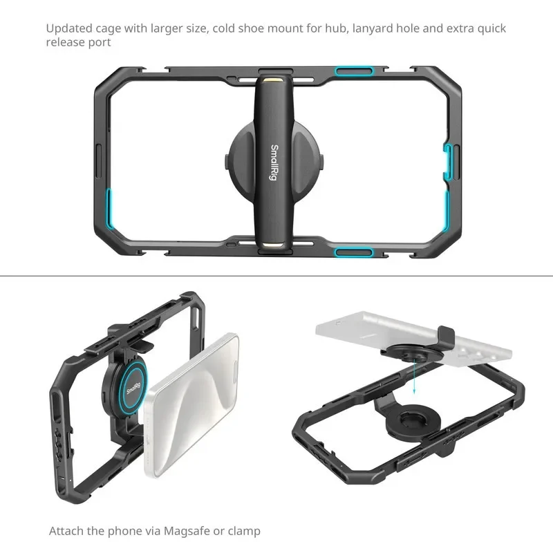 For Smallrig 4704 All-in-One Aluminum Alloy Smartphone Video Cage with Quick Release Side Handle for Creators Video KitGOOD