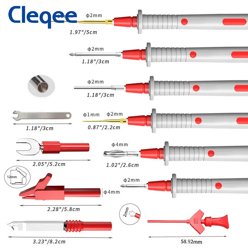 Cleqee P1503SDL Silicone Test Leads Kits Multimeter Probe Replaceable Needles with Alligator Clip Feeler Cable for Digital Meter