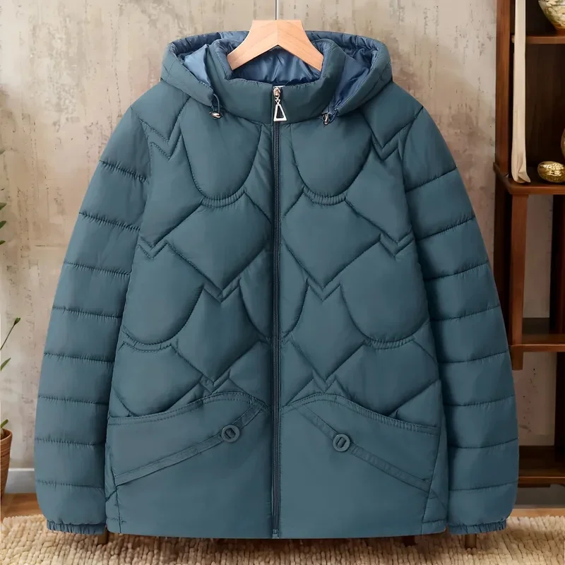 2026 Lady Large Size Puffer Jacket Winter Female Hooded Cotton Padded Coat Korean Women Fashion Long Sleeves Parkas Outwear