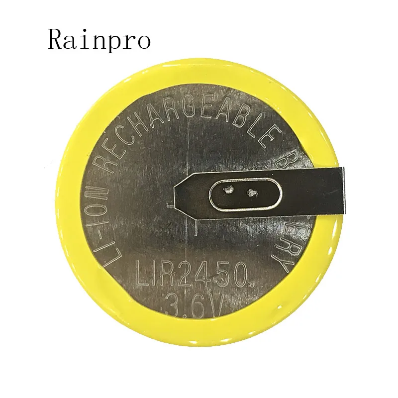 5PCS/LOT LIR2450 Horizontal Welding Foot Battery 3.6V Rechargeable Coin Cell Battery Charging 2450