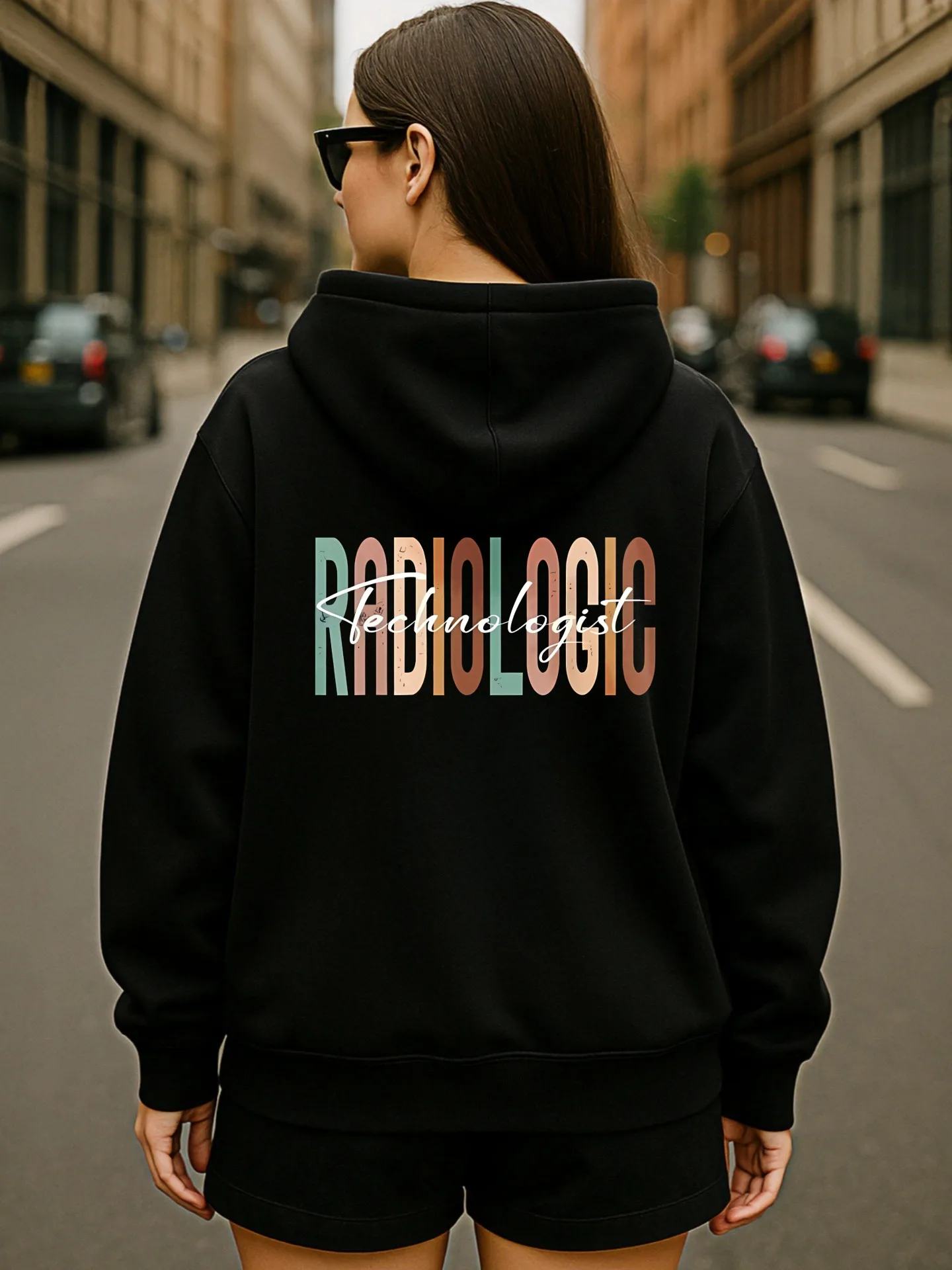 Sweat à capuche graphique imprimé lettres, Design esthétique streetwear, mélange de coton, vêtements quotidiens décontractés, pour adolescents