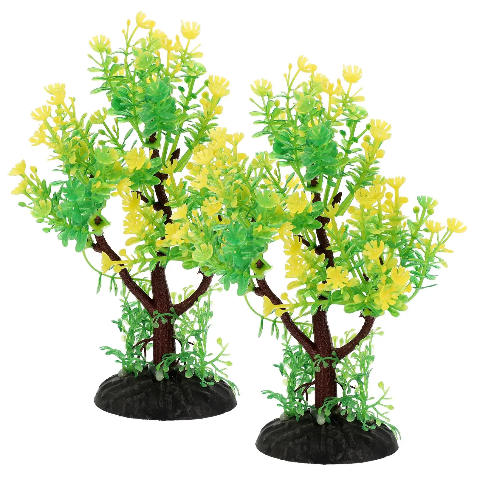 

2 Pcs Aquarium Plants Fish Tank Decor Artificial Grass Lifelike Safe Materials No Odor Hiding Place Desktop Accessories Aquarium