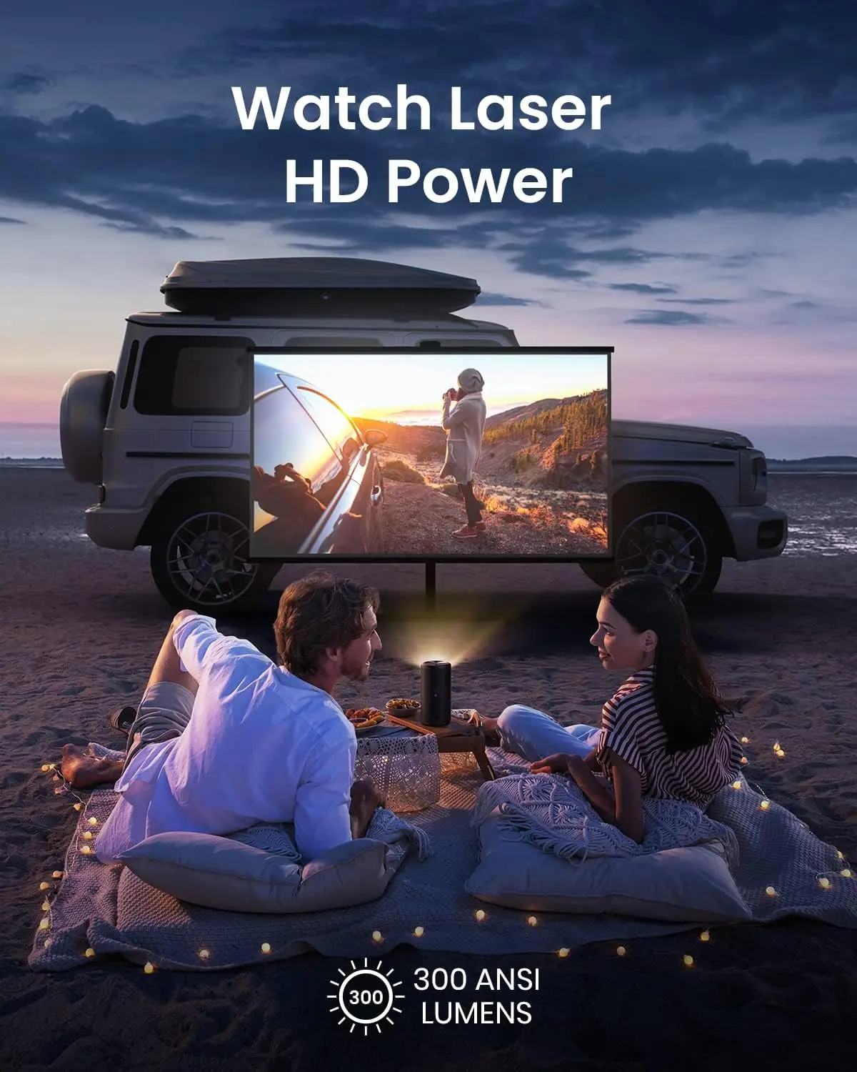 NEBULA by Anker Cápsula 3 Projetor Laser, 1080p, Mini Smart TV, Wi-Fi, Bluetooth, portátil, ao ar livre