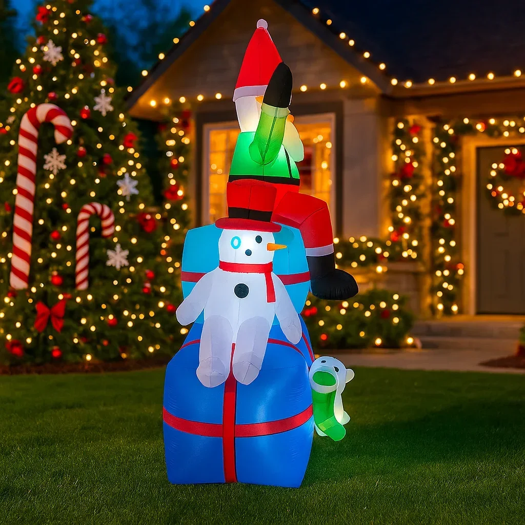 2.1 متر/6.8FT سانتا ثلج قزم الكلب نفخ نموذج عيد الميلاد مع أضواء LED عطلة ديكور خارجي ساحة المنزل عطلة لعبة الحفلات
