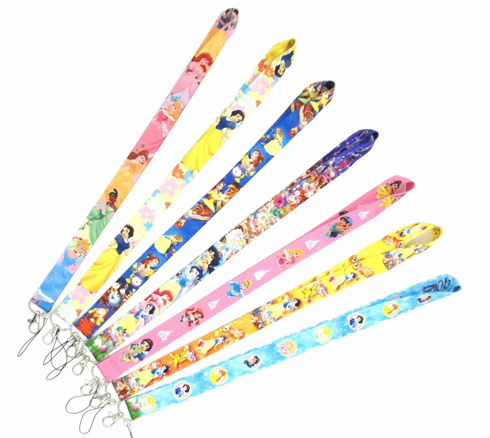 Disney  Snow White Mermaid Princess Cartoon Personality Lanyard Badge ID Lanyards Phone Rope Key Lanyard Neck Straps Accessories