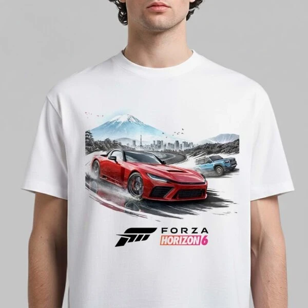 Camiseta BABYMETAL White Flame Song, camiseta de colaboración Forza Horizon 6, camiseta unisex de algodón negro, mercancía para fanáticos de videojuegos y metal