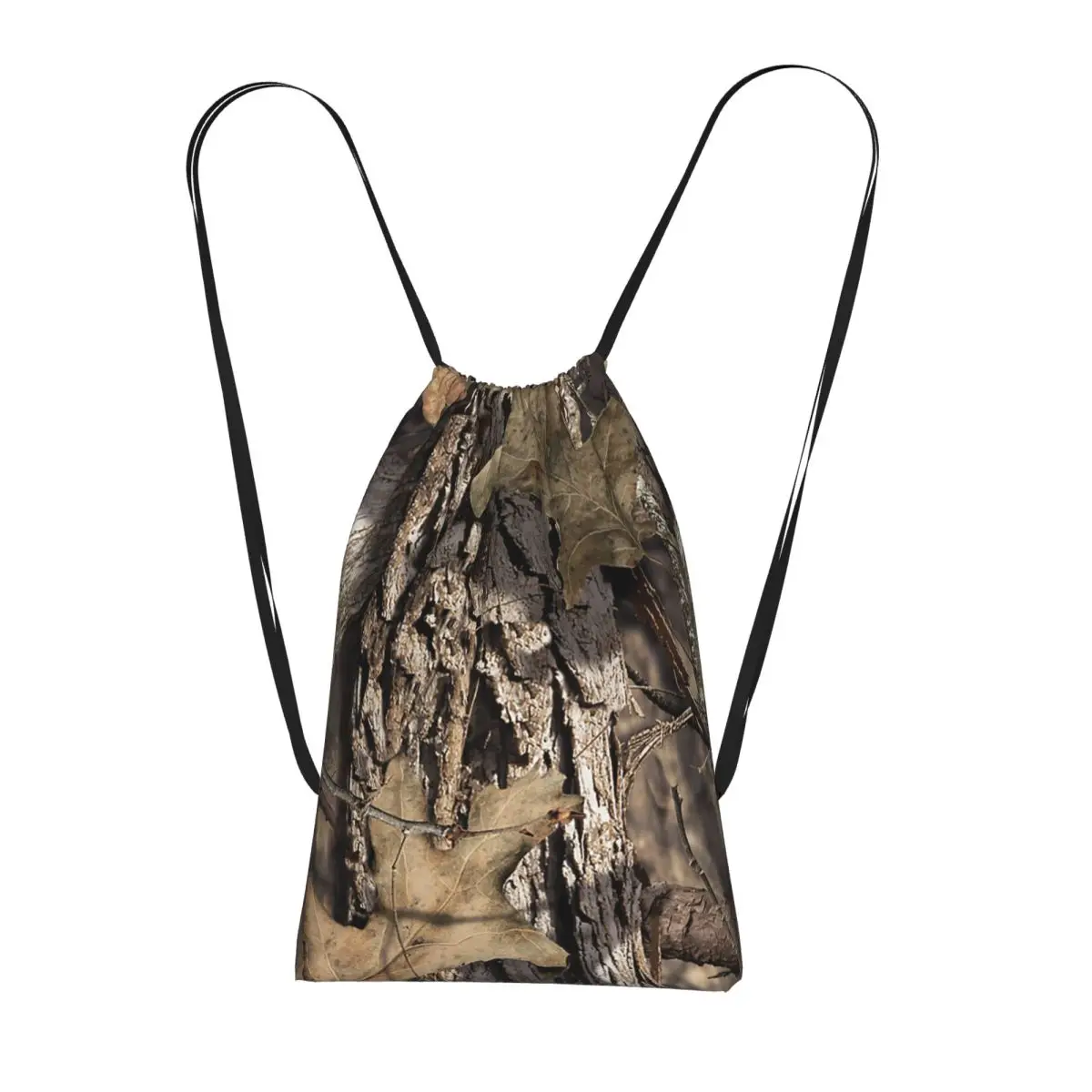 Real Tree Camouflage Camo Pattern Drawstring Backpack Sports Gym Bag Lightweight Foldable Storage Drawstring Bag for Men Women