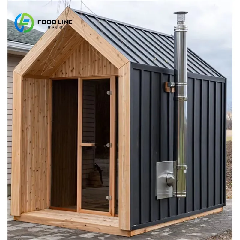 Customized Outdoor Finland Wood Sauna Cabin With Glass Door Wood Burning Steam Sauna House For Backyard Resort Hotel Glamping