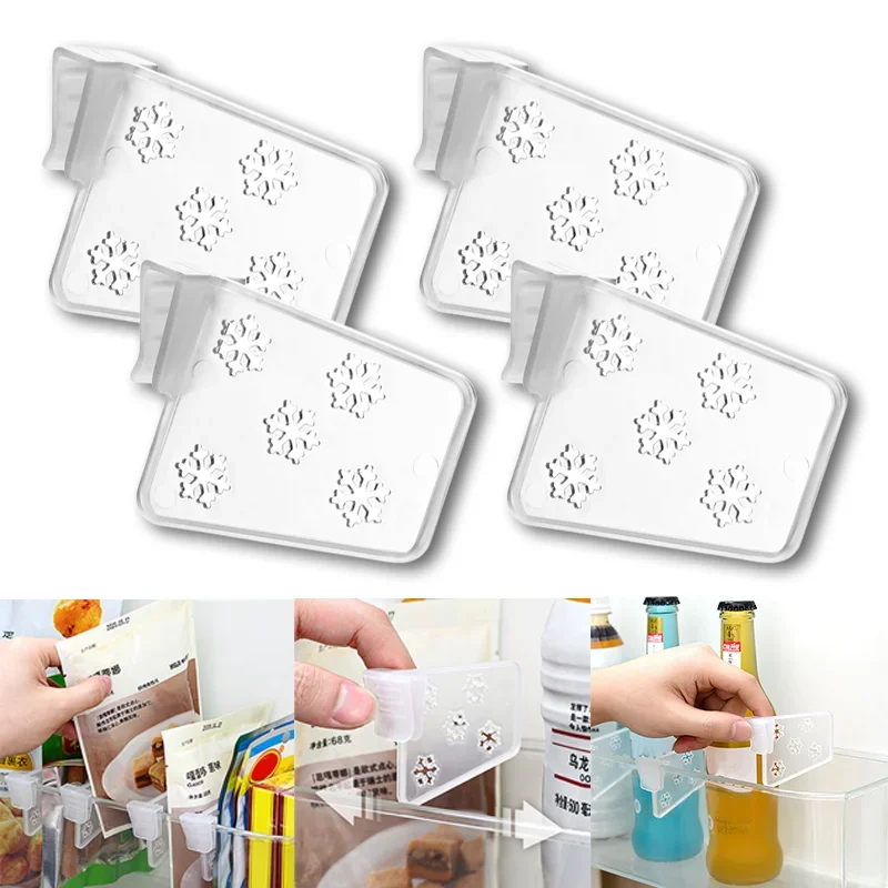 4 szt. Plastikowe wysuwane przegrody lodówki przegródki półek na lodówkę klip regulowane separatory akcesoria kuchenne do użytku domowego