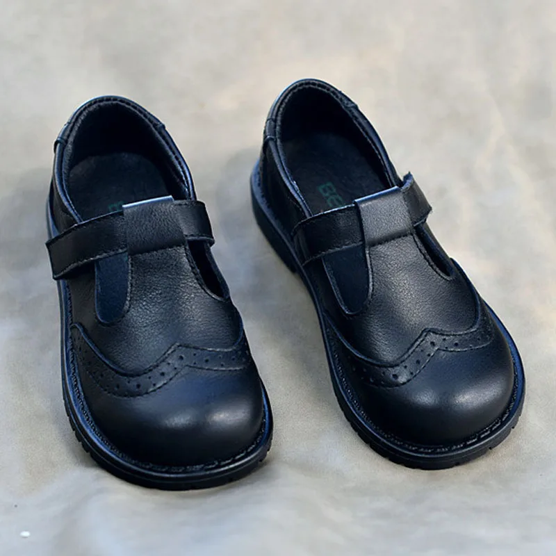 

Kid Girl Party Shoes Genuine Leather Princess Sneakers Fashion black White Spring Summer Children School Shoes For Girl CSH1633