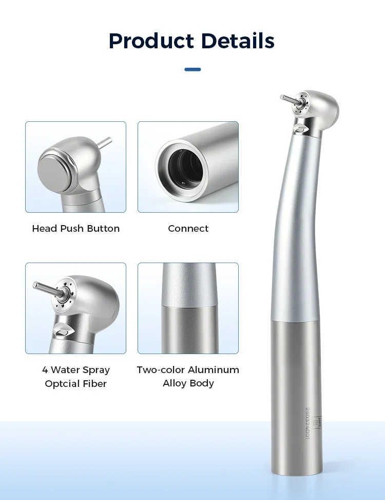 AZDENT Dental LED-Faseroptik-Hochgeschwindigkeits-Handstück, passend für KAVO Standardkopf, 4-fach Wasserspray, Keramiklager, Druckknopf-Werkzeug – Detail 2