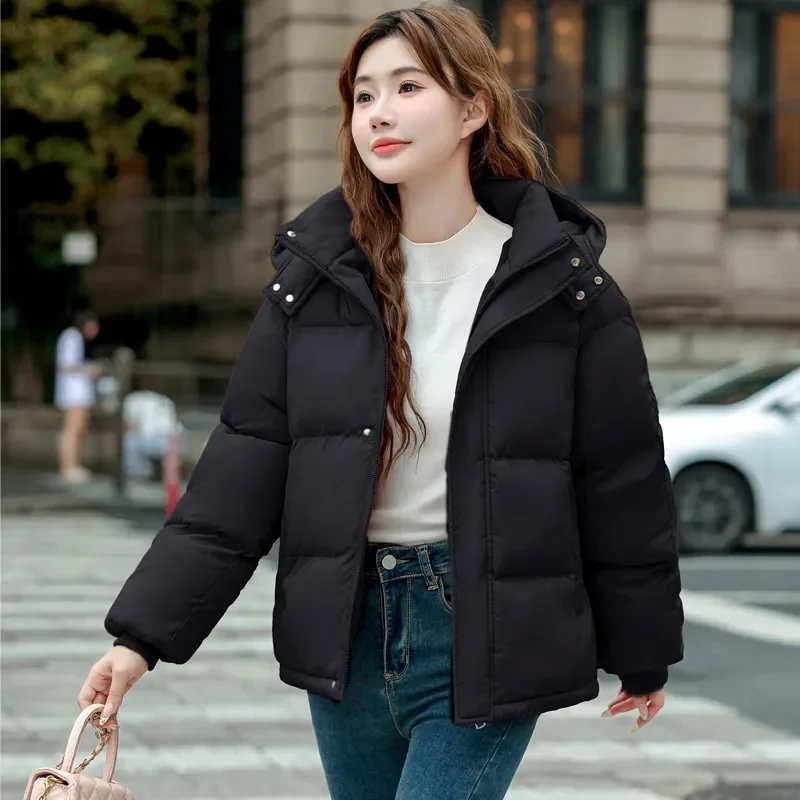 2024 New Women's Cotton Coat Cropped Sleeve-length Winter Jacket Trendy Student Puffer Jacket Cotton Padding Outwear