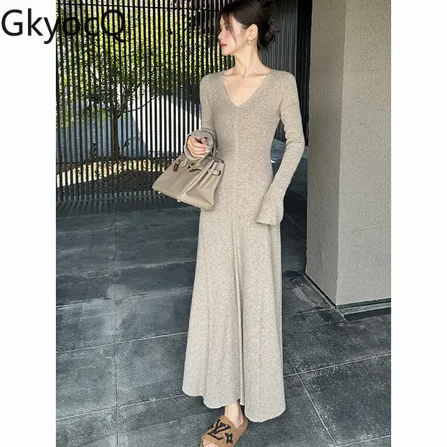 

Knitted Dress for Women in Autumn and Winter New French Style High-quality Versatile Slim Fit Inner Layer Vestidos Para Grados