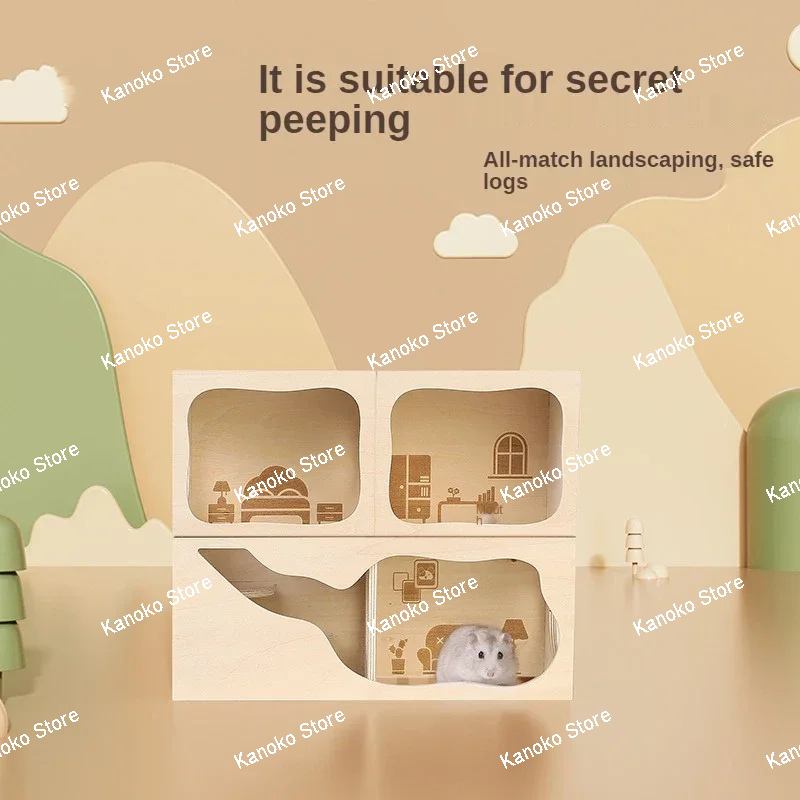 Reino secreto, casa de madera para hámster, laberinto de hámsteres, jaula para animales pequeños, accesorios para paisajismo de ratas, túnel de ratón enano