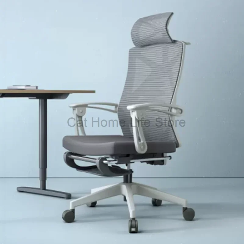 

Lumbar Modern Back Support Office Chair Full Body Wheels Design Recliner Work Chair Footrest Mobile Silla Plegable Furnitures