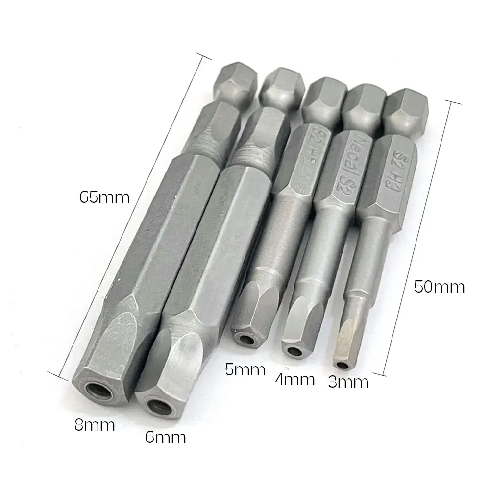 50/65mm Pentagonal Screwdriver Bits Magnetic S2 5 Point Screwdriver 1/4" Hex Shank view 2