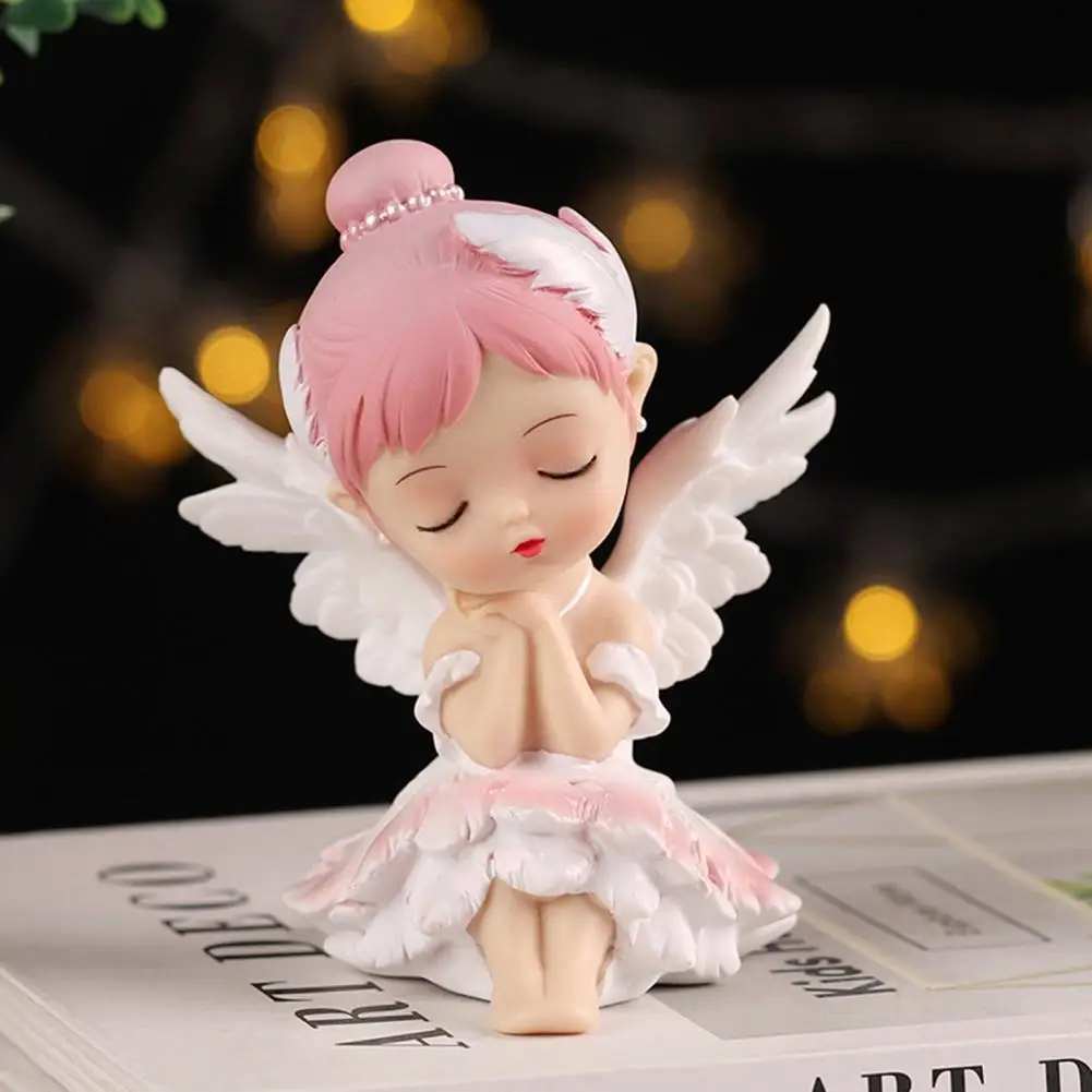 Wings Angel Statue Fairy Statue Garden Decoration Angel Girl Sleeping Ballet Girl Figurine Flowers Home Decoration Car Ornament