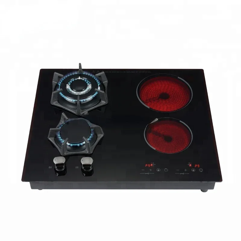 

Custom Brand Professional Built-in 4 Burners Kitchenware Infrared Ceramic and Gas Stove Mixed Cookware