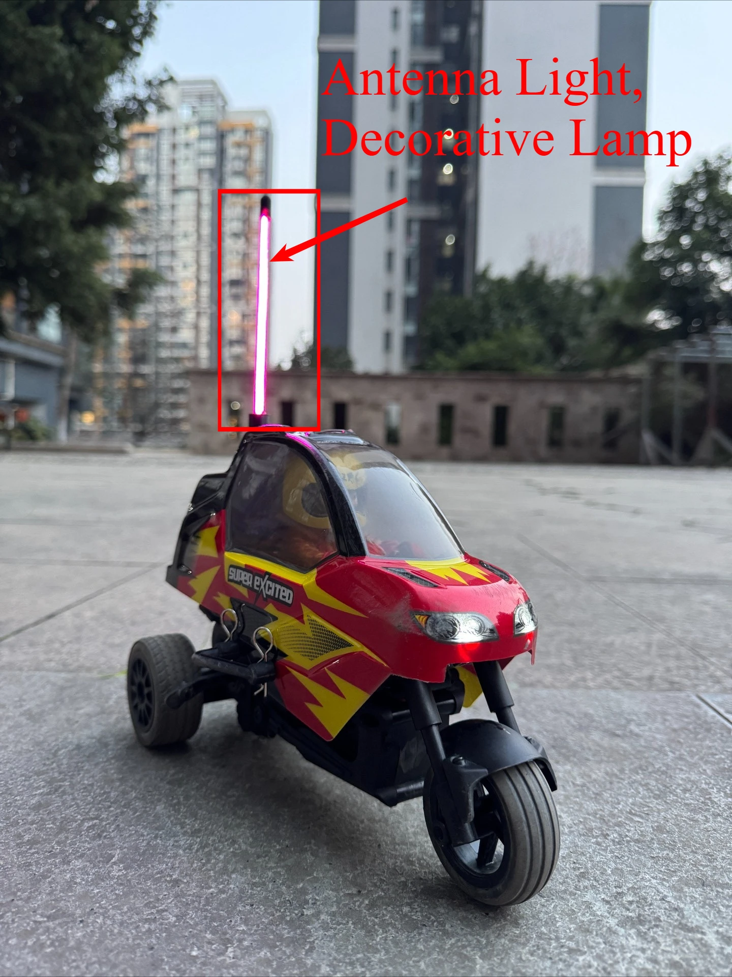 RC 3-Wheel Crawler Cockroach Flexible Ambient LED Antenna Light for GeekerX801/TamiyaT301 TPU Shockproof Cosmetic Mod Parts