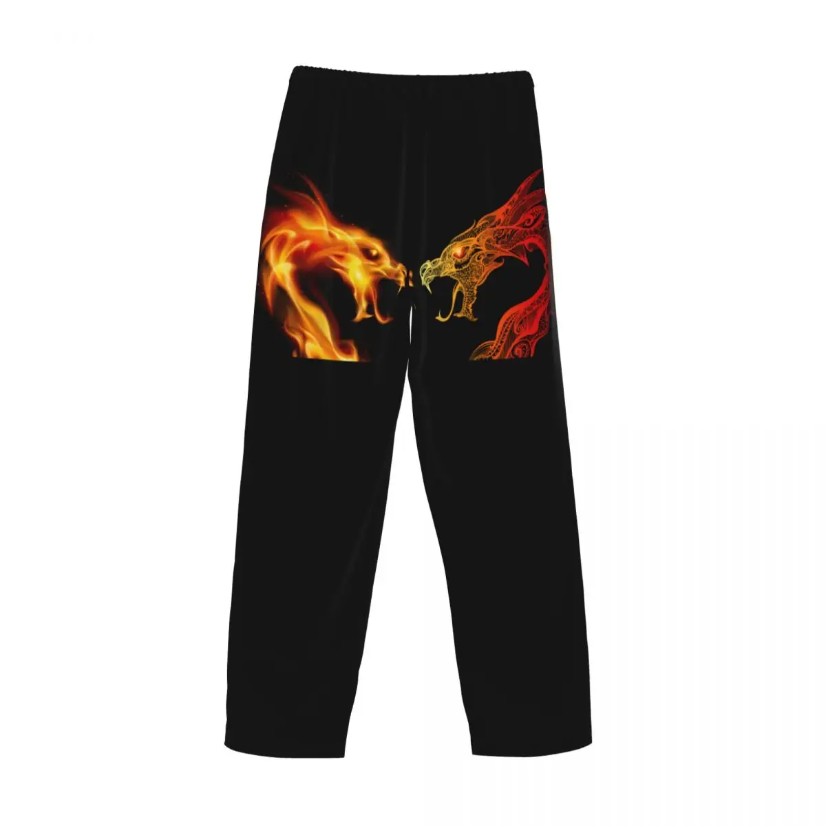 Two Fire Dragon Heads Men's Casual Pajama Sleeping Pants Lounge Loose Trousers Comfortable Nightwear