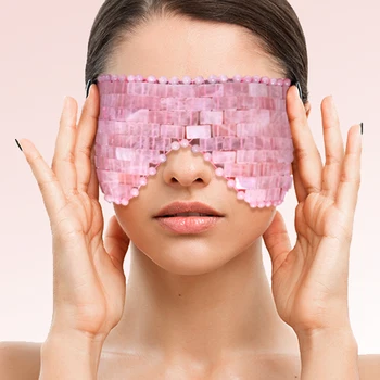 Natural Rose Quartz Eye Mask Massager Jade Relax Sleep Massage Tools Care Stone Face…