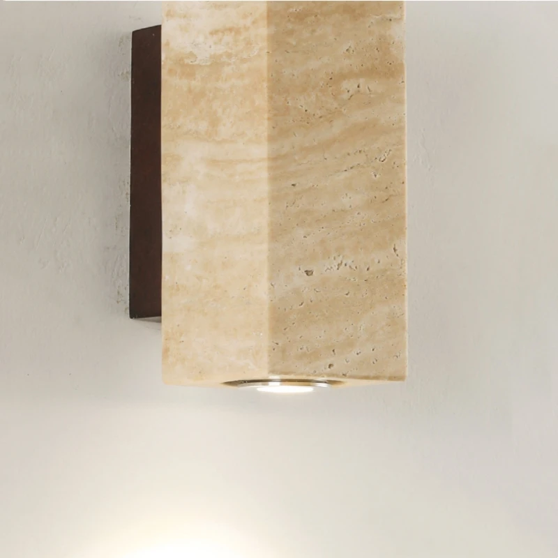 New Wabi Sabi Travertine Wall Lamp for Bedside Japan Bedroom Living Room Travertine Stair Corridor Decor Sconce LED Lighting