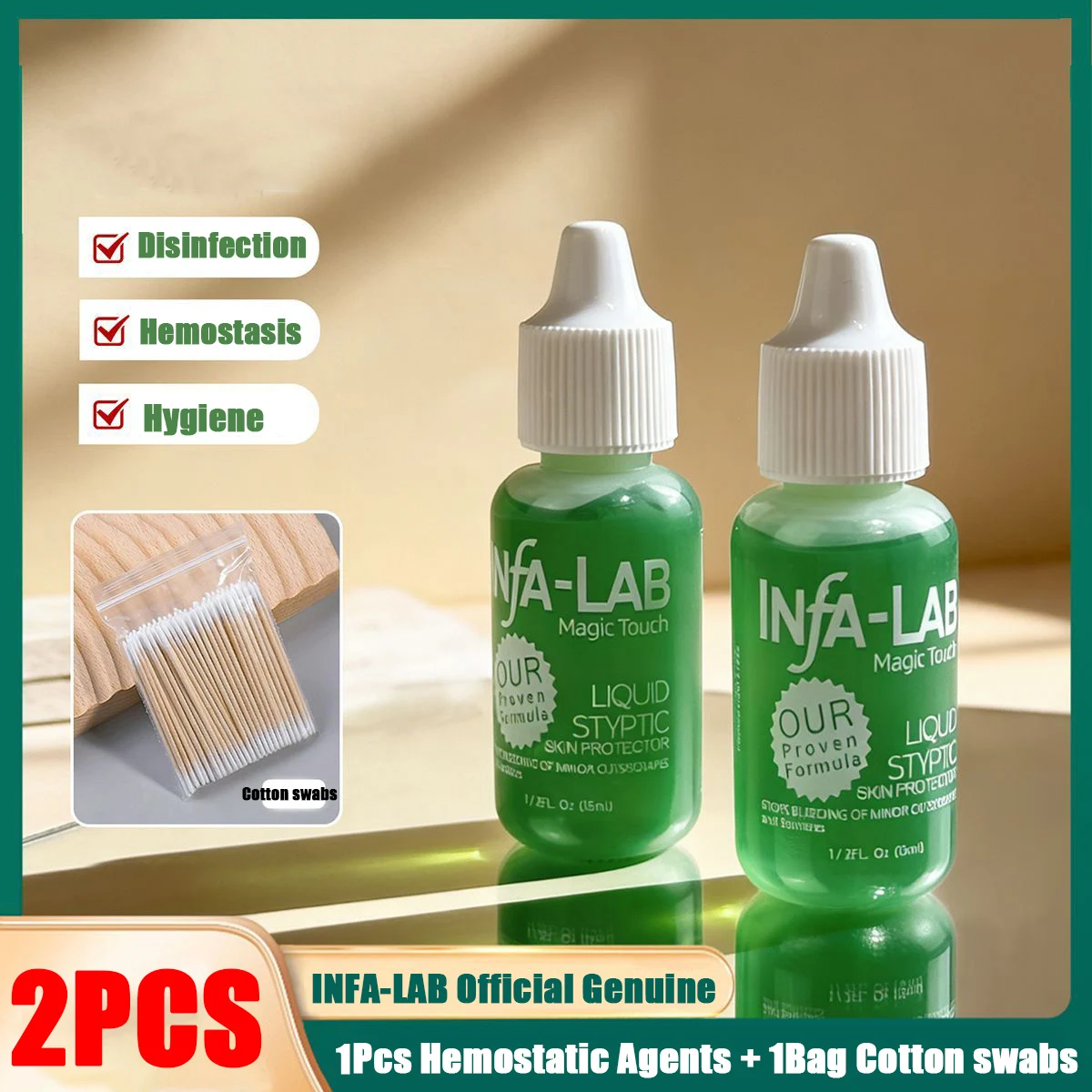 15ml Nail Disinfectant Water Professional Nail Care Emergency Stopping Bleeding and Cotton Swab
