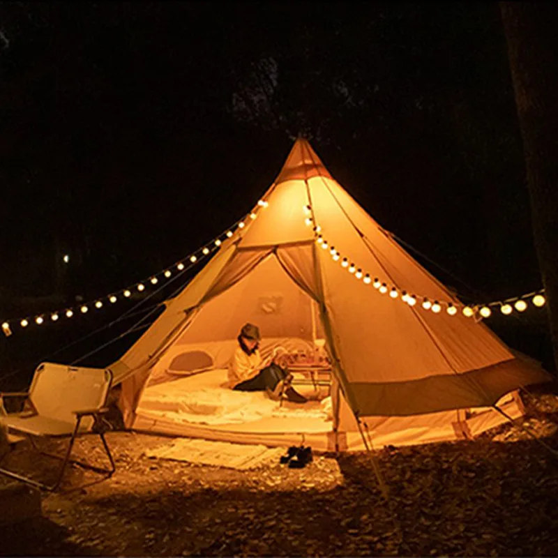 Customized outdoor Indian tent, thickened waterproof pyramid cotton tent front and rear double door spire tent