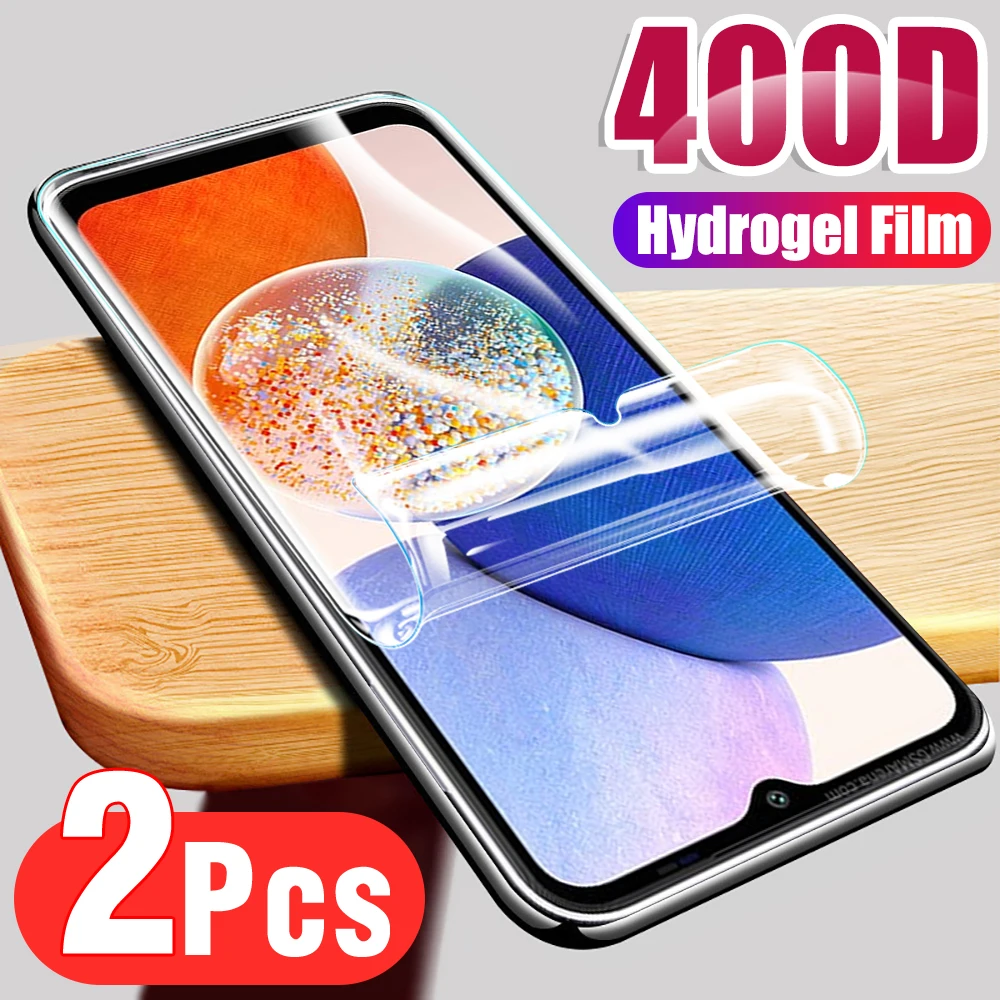 2 قطعة التغطية الكاملة هيدروجيل فيلم لسامسونج غالاكسي A14 طبقة رقيقة واقية سامسونج A14 A 14 14A 6.6 بوصة حامي الشاشة SM-A146B