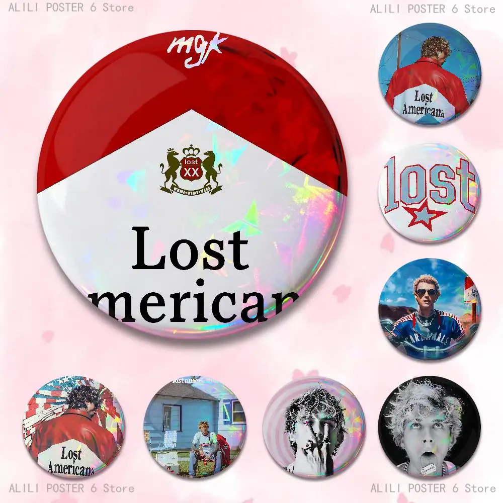 Lost Americana MGK Enamel Pin Tinplate Round Brooch Cosplay Nijigen Otaku Culture Badges 58mm 44mm 32mm 75mm 25mm