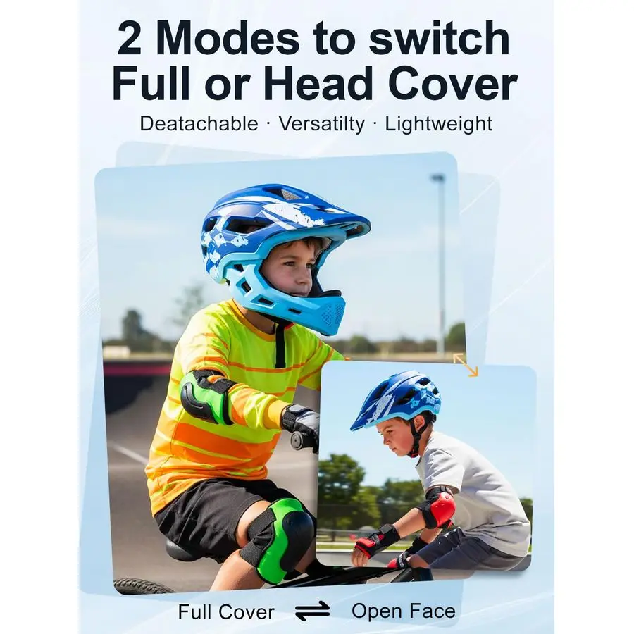 خوذة لكامل الوجه قابلة للتحويل خوذات الدراجة الصغيرة مع واقي الذقن القابل للفصل للأولاد والبنات 410 سنوات لوح التزلج سكوتر التوازن Bik