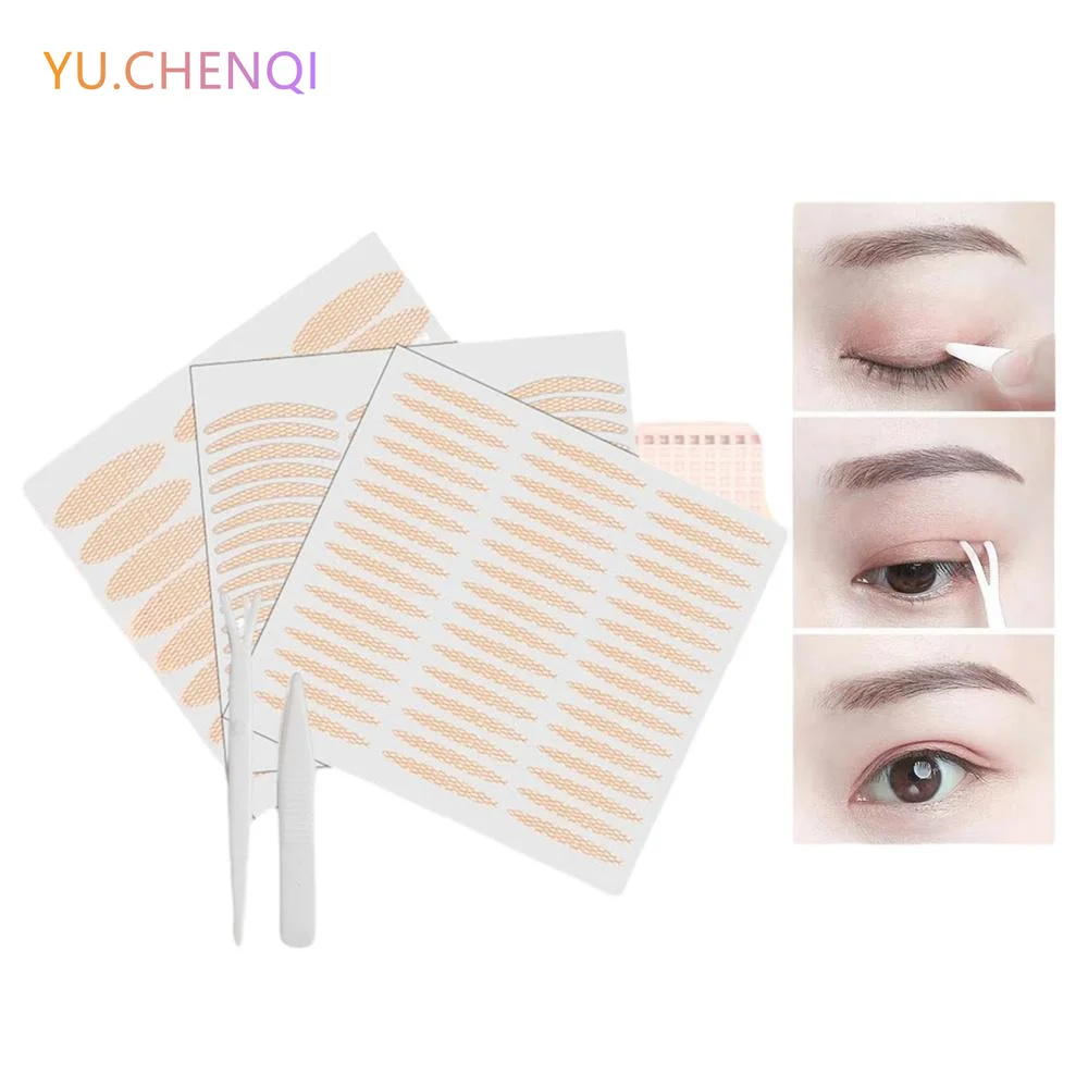 240Pcs Invisible Double Eyelid Sticker Self Adhesive Lace Paste Beige Stripe Eye Tape Sticker Women Professional Eye Makeup Tool