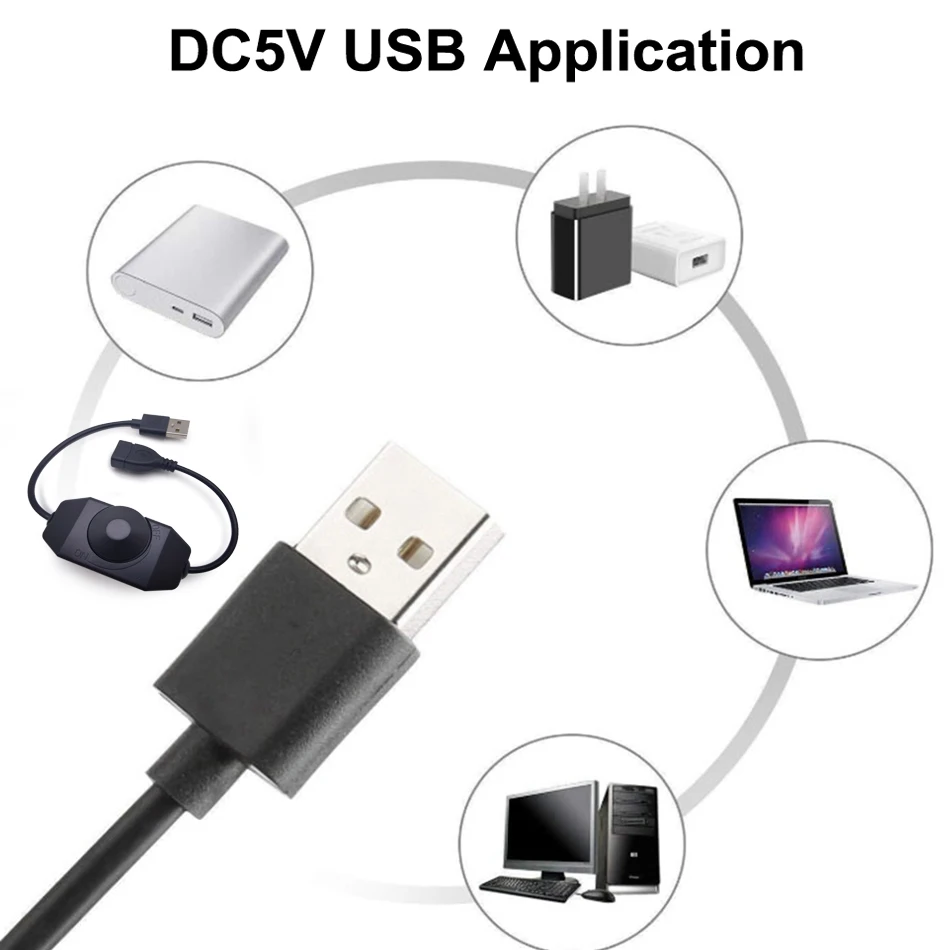 DC5V pokrętło USB PWM wyłącznik ściemniacza czarne kontroler przyciemniania LED do 2835 5050 5630 pojedyncza dioda LED paski światła LED