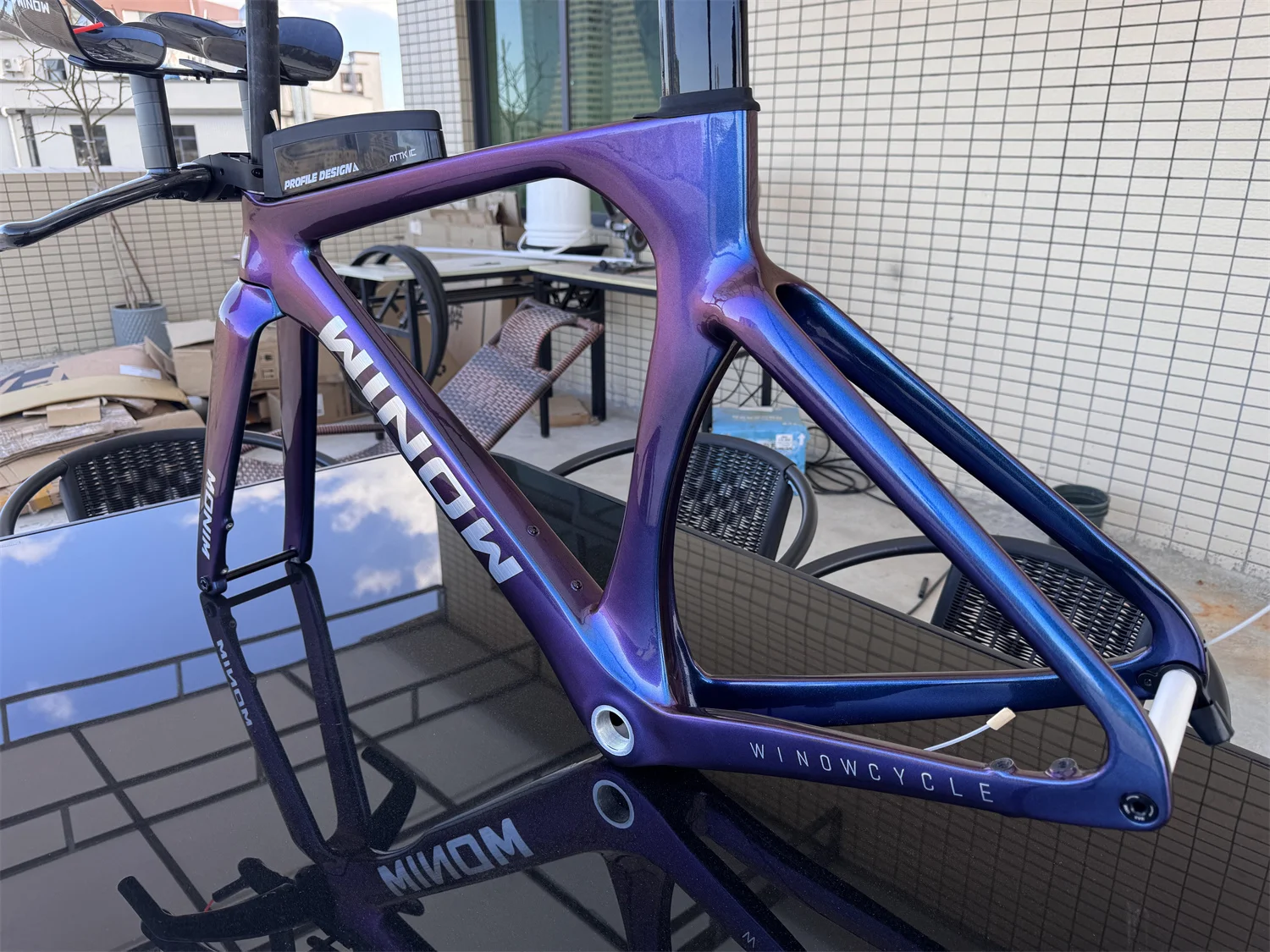 Winowsports Upgraded TT bar Carbon Fiber Time Trial Frame Set Disc
