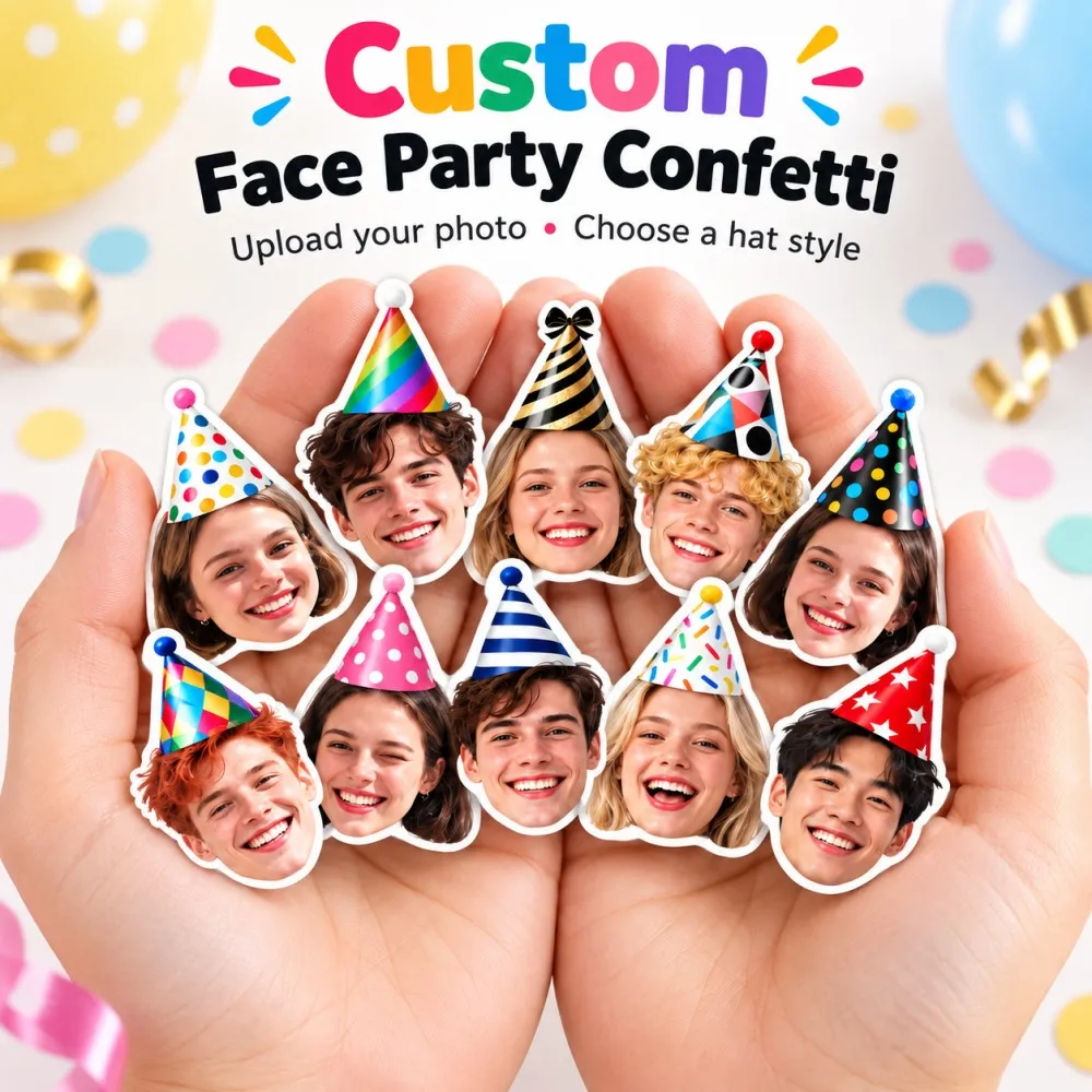 Custom Face Party Confetti Personalized Photo Cutouts Table Scatter Birthday Baby Shower Wedding Graduation Anniversary Decor