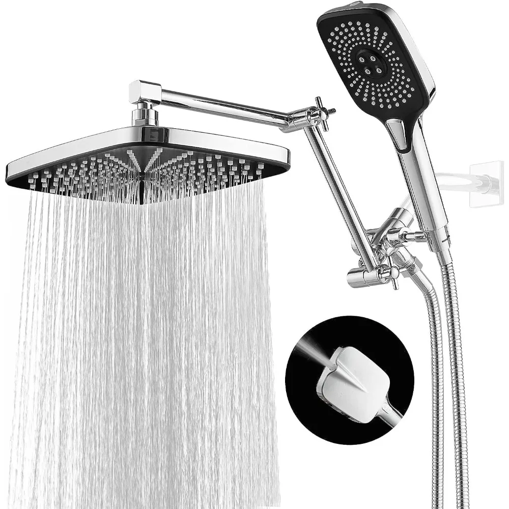 12 Inch Shower Head With Handheld, High-Pressure Rain/Rainfall Shower Heads With 3+1 Settings Handheld Spray