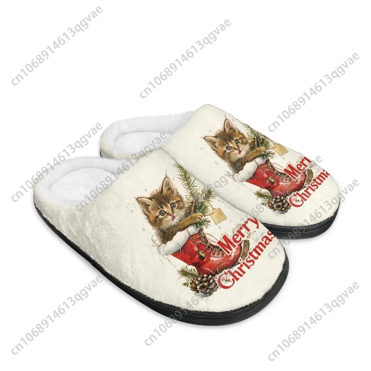 Merry Christmas Santa Claus Scottish Style Home Cotton Slippers Mens Womens Teenager Plush Bedroom Keep Warm Custom Slipper