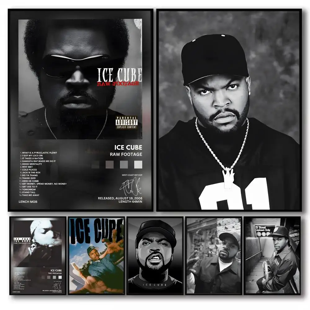 Rapper singer I-Ice Cube Poster Stickers Self-Adhesive Painting Mural Decor Wall Decals for Bedroom Living Room Home HD Gift