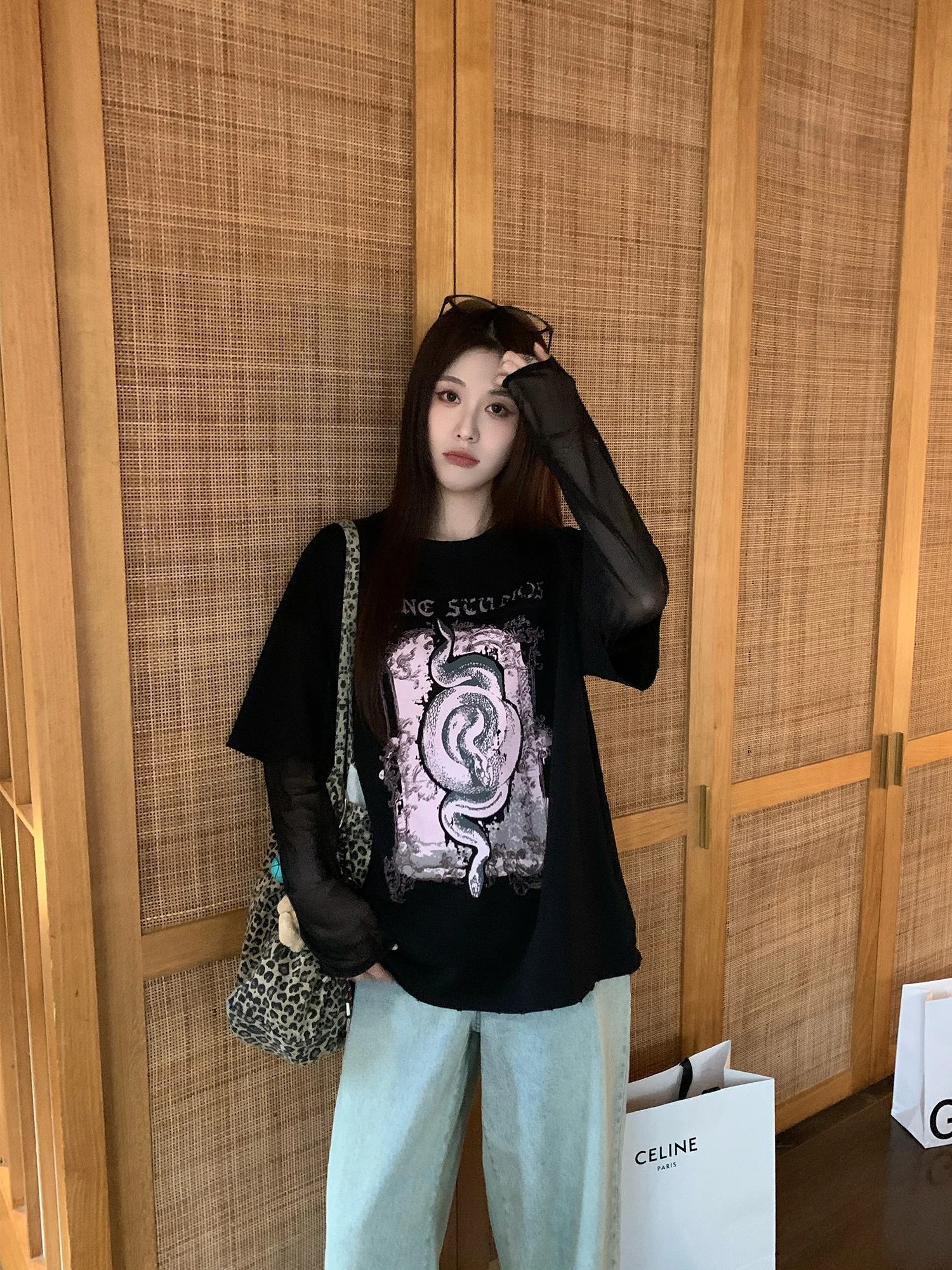 

NAZ plus Size Casual round Ne Printed T-irt Women's Design Sensation Trendy Top Loose Fit Long Sve Autumn Wear