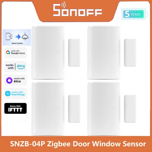 SONOFF SNZB-04P Zigbee Sensor de ventana de puerta Sensor de alarma de seguridad para el hogar escena inteligente Local funciona con Smartthings Alexa Google Home