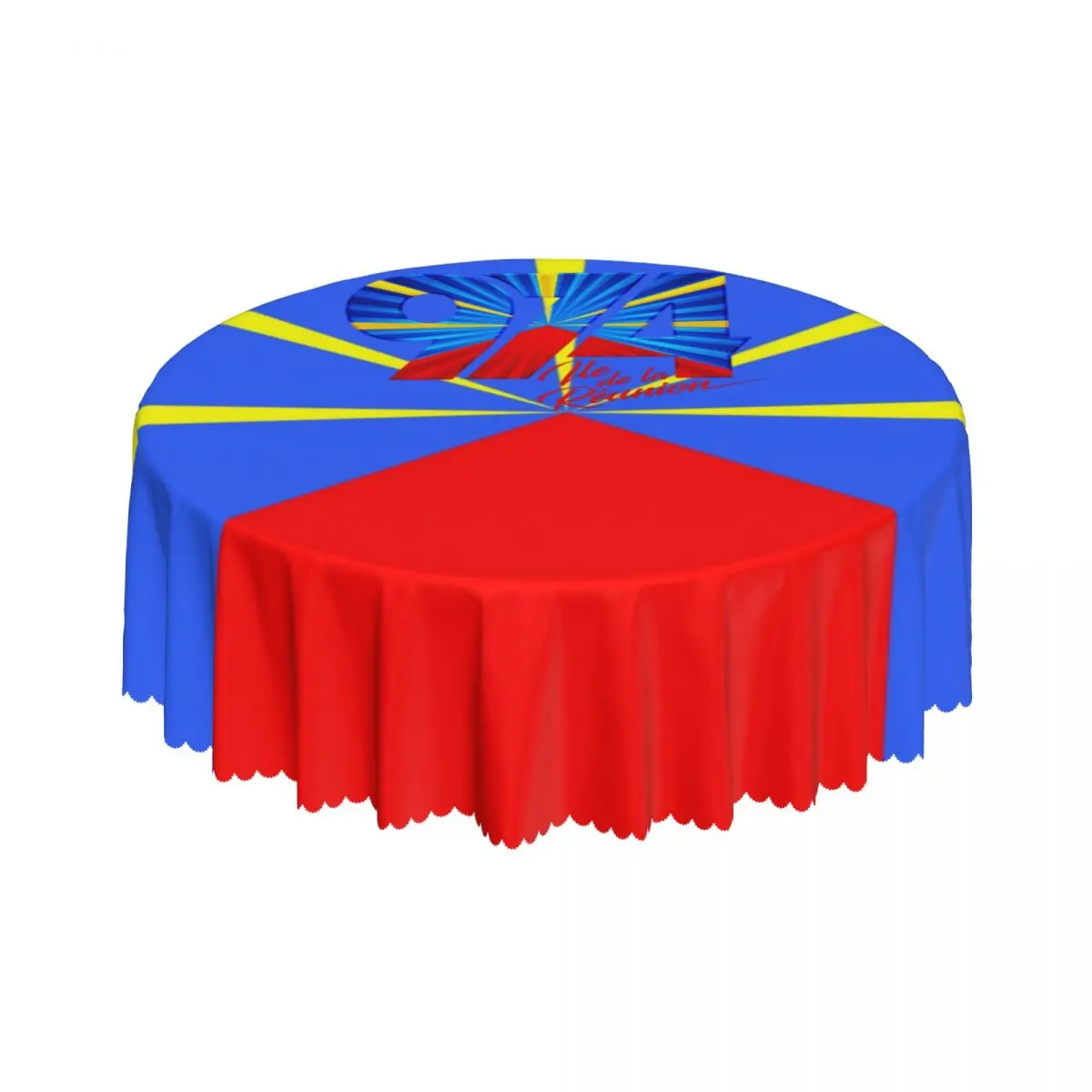 Round 974 Reunion Island Logo Tablecloth Waterproof Oil-Proof Table Cover 60 inches Reunionese Proud Table Cloth