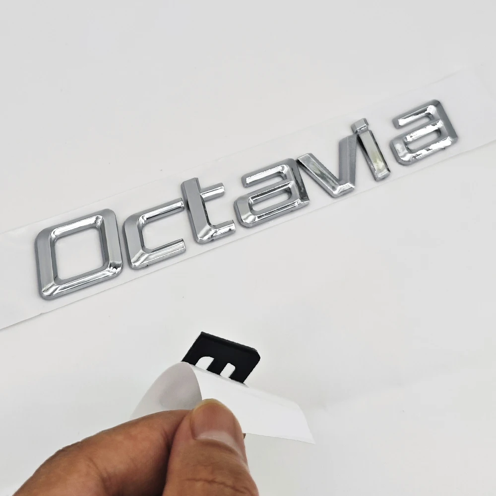 3D ABS Logo Octavia Emblem Chrome Black Car Rear Trunk Sticker Badge For Octavia 1 2 3 4 5 A5 A7 A8 MK3 VRS Accessories